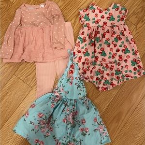 18 month lot. Set and two dresses.
